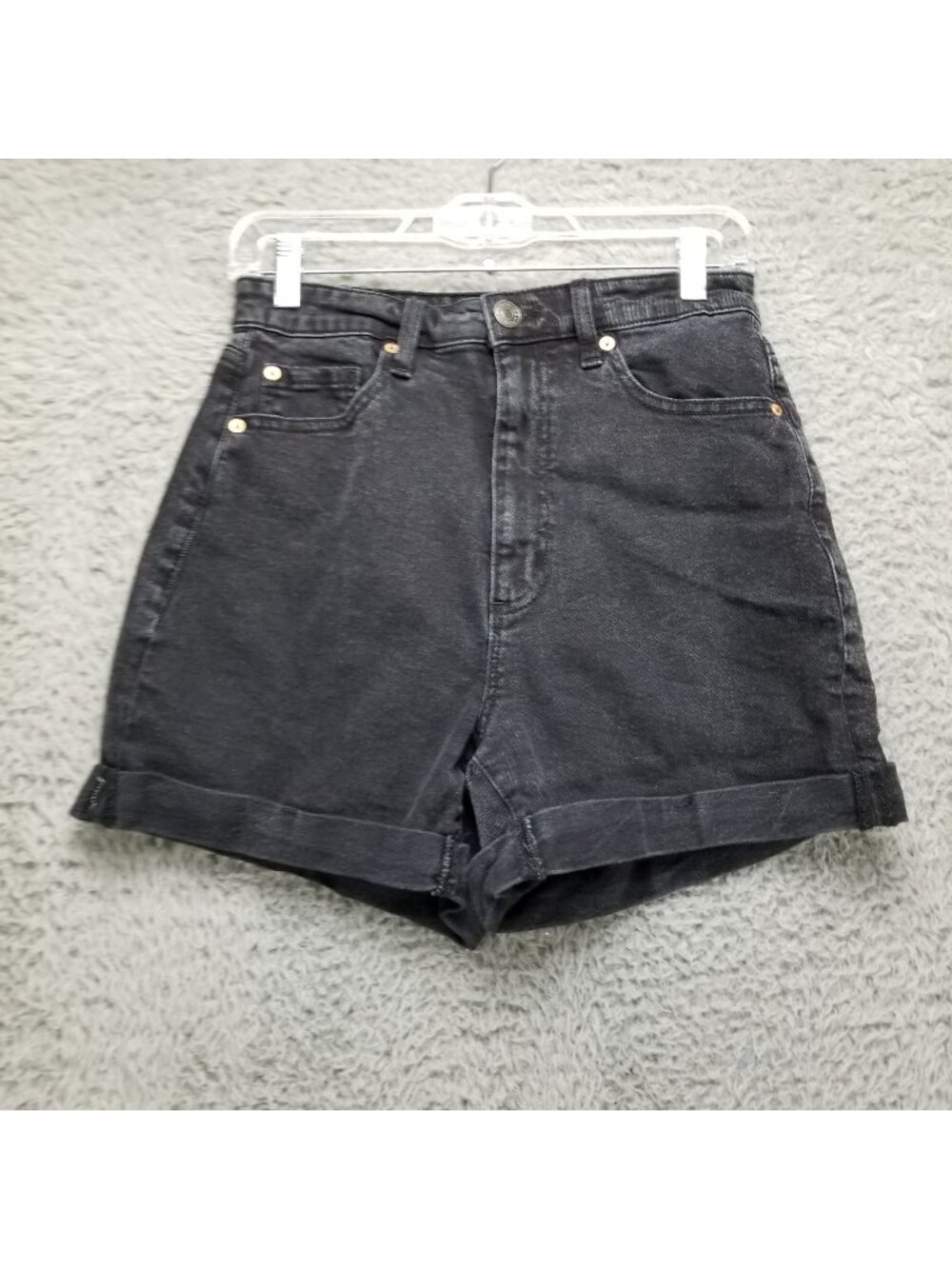 Garage Short Womens 5 Black High Waist Stretch Cuff Denim Shorts